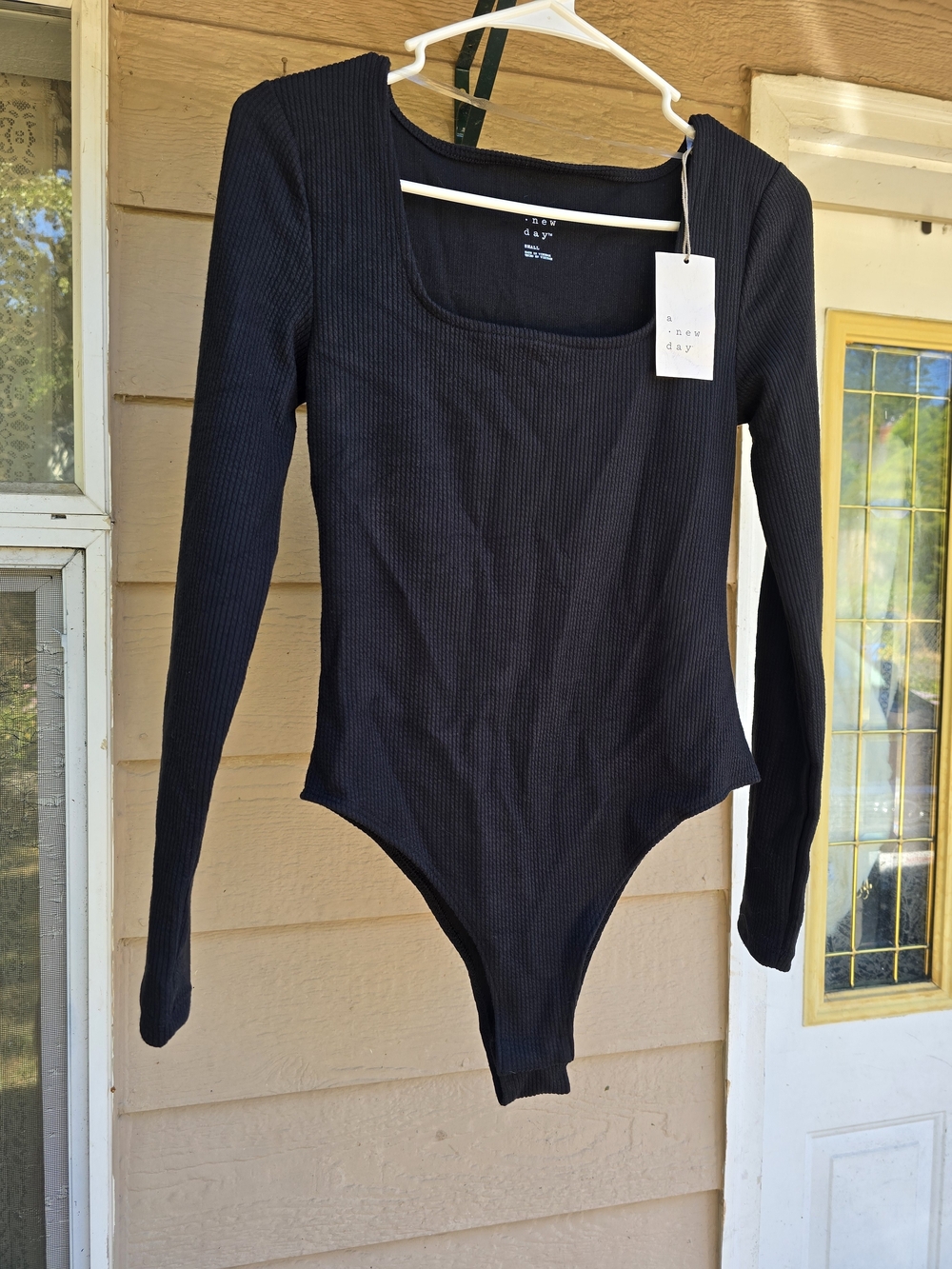 NWT A New Day Black Ribbed Long Sleeve Bodysuit
